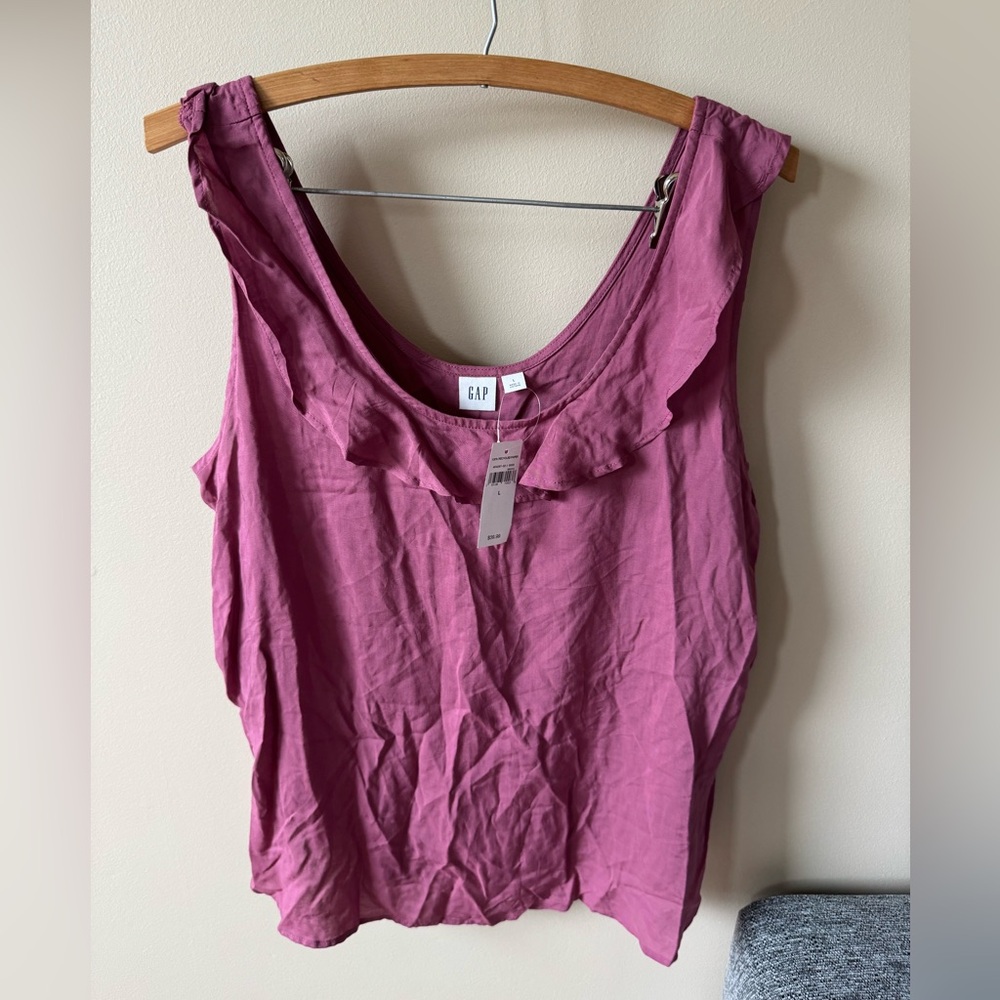 NWT GAP Women's Mauve Ruffle Tank Top